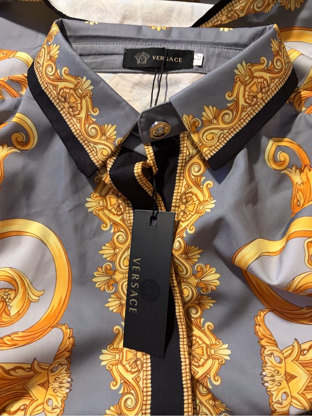 Satin-Look Baroque Print Blouse - Picture 6 of 7